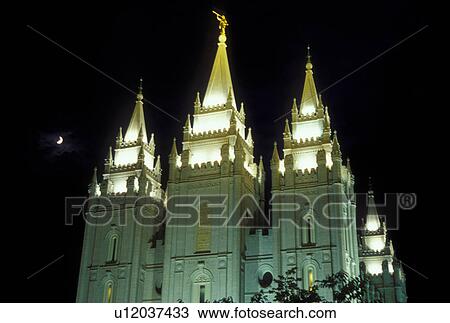 UT, Utah, Salt Lake City, Temple Square, Mormon Temple, Salt Lake Temple, evening View Large Photo Image Stock Image - UT, Utah, Salt Lake City, Temple Square, Mormon Temple, Salt Lake Temple, evening. Fotosearch