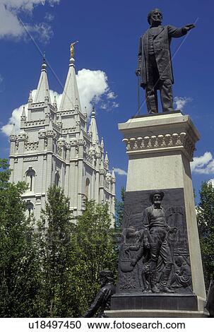 UT, Utah, Salt Lake City, Temple Square, Mormon Temple, Brigham Young Statue View Large Photo Image Stock Image - UT, Utah, Salt Lake City, Temple Square, Mormon Temple, Brigham Young Statue. Fotosearch