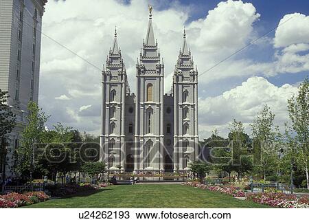 Stock Image -  UT, Utah, Salt Lake City, Temple Square, Mormon Temple, Salt Lake Temple. Fotosearch