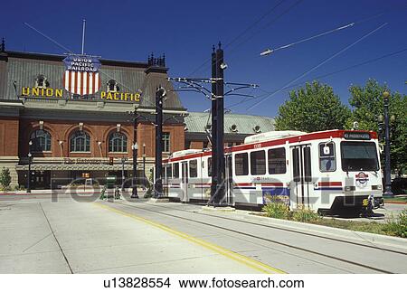 Utah, Salt Lake City, UT, Historic Union Pacific Depot at The Gateway, TRAX Light-Rail View Large Photo Image Picture - Utah, Salt Lake City, UT, Historic Union Pacific Depot at The Gateway, TRAX Light-Rail. Fotosearch
