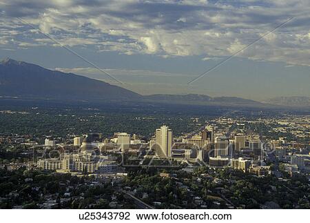 Utah, UT, Salt Lake City, Aerial view of downtown skyline of Salt Lake City. View Large Photo Image Stock Image - Utah, UT, Salt Lake City, Aerial view of downtown skyline of Salt Lake City.. Fotosearch