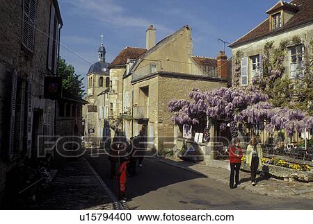 Veselay, Burgundy, France, Yonne, Bourgogne, Europe, wine region, Street in downtown Veselay. View Large Photo Image Stock Image - Veselay, Burgundy, France, Yonne, Bourgogne, Europe, wine region, Street in downtown Veselay.. Fotosearch