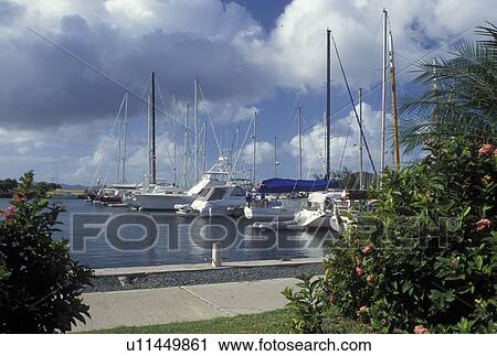 Stock Image -  Virgin Gorda, British Virgin Islands, Caribbean, BVI, Yacht Harbor at Spanish Town on Virgin Gorda on the Caribbean Sea.. Fotosearch