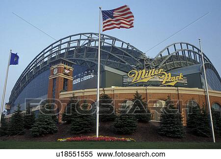 Stock Photography -  WI, Milwaukee, Wisconsin, Miller Park, Milwaukee Brewers, baseball stadium. Fotosearch