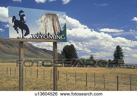 WY, Wyoming, Wyoming Welcome Sign, state line View Large Photo Image Stock Photograph - WY, Wyoming, Wyoming Welcome Sign, state line. Fotosearch
