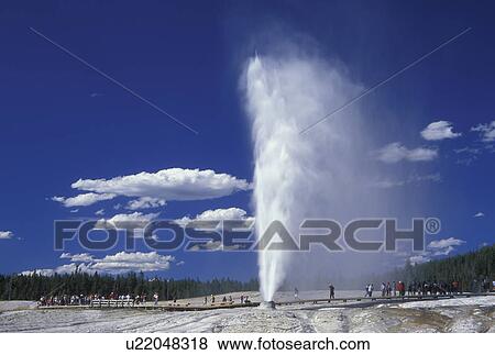 Stock Photo -  WY, Wyoming, Yellowstone National Park, Beehive Geyser, Upper Geyser Basin. Fotosearch