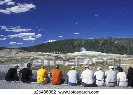 Yellowstone National Park, WY, Wyoming, Old Faithful Geyser, Upper Geyser Basin, crowd of people View Large Photo Image Stock Image - Yellowstone National Park, WY, Wyoming, Old Faithful Geyser, Upper Geyser Basin, crowd of people. Fotosearch