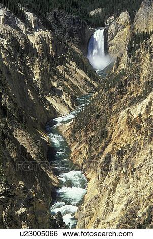Stock Photograph -  Yellowstone National Park, WY, Wyoming, Yellowstone River, Lower Falls from Artist Point, Grand Canyon of Yellowstone. Fotosearch