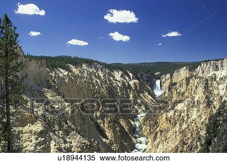 Stock Photography -  Yellowstone National Park, WY, Wyoming, Yellowstone River, Lower Falls from Artist Point, Grand Canyon of Yellowstone. Fotosearch