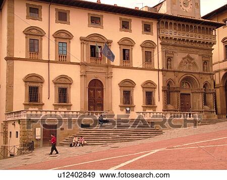 Arezzo, Italy, Tuscany, Toscana, Europe, Palazzo della Fraternita dei Laici in Piazza Grande in the town Arezzo. View Large Photo Image Stock Photo - Arezzo, Italy, Tuscany, Toscana, Europe, Palazzo della Fraternita dei Laici in Piazza Grande in the town Arezzo.. Fotosearch