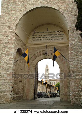 Assisi, Italy, Umbria, Europe, Medieval entrance gate in the medieval hill town of Assisi. View Large Photo Image Picture - Assisi, Italy, Umbria, Europe, Medieval entrance gate in the medieval hill town of Assisi.. Fotosearch
