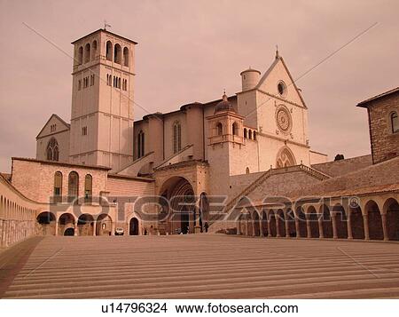 Assisi, Italy, Umbria, Europe, Basilica di San Francesco (Basilica of St. Francis of Assisi) and the Sacro Convento in the Piazza inf. re di San Francesco in the medieval hill town of Assisi. View Large Photo Image Picture - Assisi, Italy, Umbria, Europe, Basilica di San Francesco (Basilica of St. Francis of Assisi) and the Sacro Convento in the Piazza inf. re di San Francesco in the medieval hill town of Assisi.. Fotosearch
