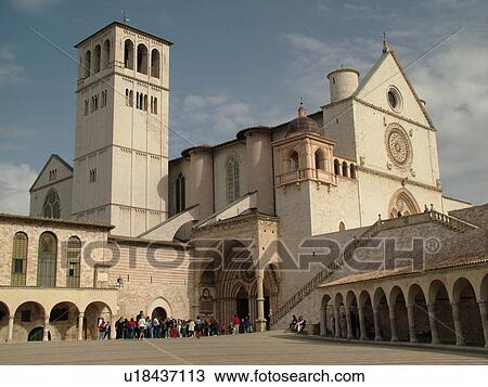 Assisi, Italy, Umbria, Europe, Basilica di San Francesco (Basilica of St. Francis of Assisi) and the Sacro Convento in the Piazza inf. re di San Francesco in the medieval hill town of Assisi. View Large Photo Image Stock Image - Assisi, Italy, Umbria, Europe, Basilica di San Francesco (Basilica of St. Francis of Assisi) and the Sacro Convento in the Piazza inf. re di San Francesco in the medieval hill town of Assisi.. Fotosearch