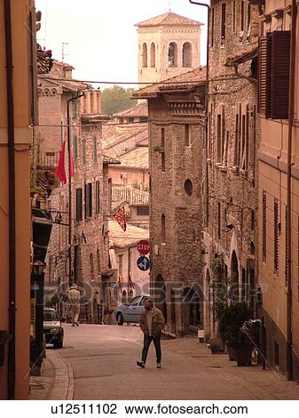 Assisi, Umbria, Italy, Europe, Narrow street in downtown Assisi. View Large Photo Image Stock Image - Assisi, Umbria, Italy, Europe, Narrow street in downtown Assisi.. Fotosearch