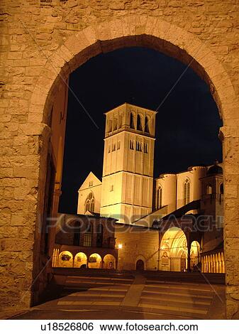 Assisi, Umbria, Italy, Europe, Basilica di San Francesco (Basilica of St. Francis of Assisi) and the Sacro Convento illuminated at night in the medieval hill town of Assisi. View Large Photo Image Stock Photograph - Assisi, Umbria, Italy, Europe, Basilica di San Francesco (Basilica of St. Francis of Assisi) and the Sacro Convento illuminated at night in the medieval hill town of Assisi.. Fotosearch