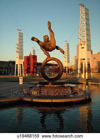 Stock Photo -  Atlanta, GA, Georgia, athletic sculpture, gymnastics, R. MacDonald 1996, Centennial Olympics. Fotosearch