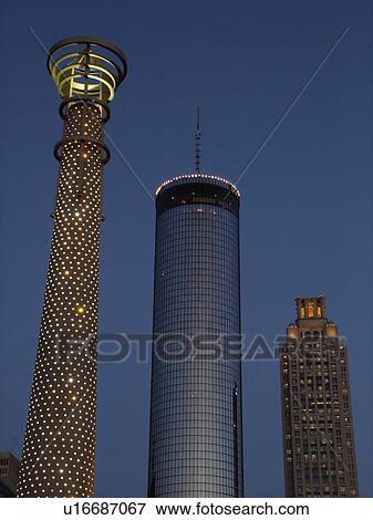Atlanta, GA, Georgia, Centennial Park, 1996 Summer Olympics, downtown skyline, evening, Peachtree Plaza Hotel View Large Photo Image Stock Photo - Atlanta, GA, Georgia, Centennial Park, 1996 Summer Olympics, downtown skyline, evening, Peachtree Plaza Hotel. Fotosearch
