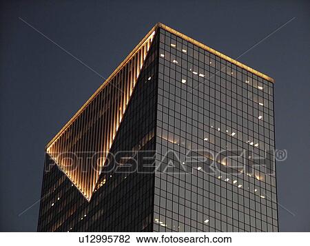 Stock Image -  Atlanta, GA, Georgia, high-rise buildings, downtown, evening. Fotosearch