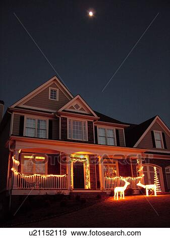 Atlanta, GA, Georgia, house, Christmas decorations, evening View Large Photo Image Stock Photo - Atlanta, GA, Georgia, house, Christmas decorations, evening. Fotosearch