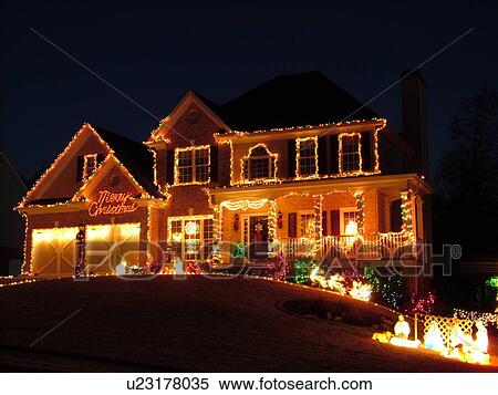 Atlanta, GA, Georgia, house, Christmas decorations, evening View Large Photo Image Stock Photography - Atlanta, GA, Georgia, house, Christmas decorations, evening. Fotosearch