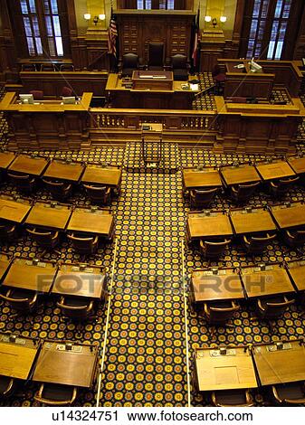 Stock Image -  Atlanta, GA, Georgia, State Capitol, State House, interior, Senate Chambers. Fotosearch