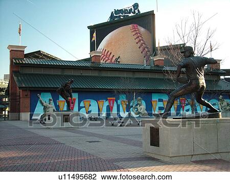 Stock Image -  Atlanta, GA, Georgia, Turner Field, baseball player statue. Fotosearch