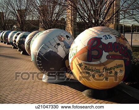 Stock Image -  Atlanta, GA, Georgia, Turner Field, baseball statues, Atlanta Braves. Fotosearch
