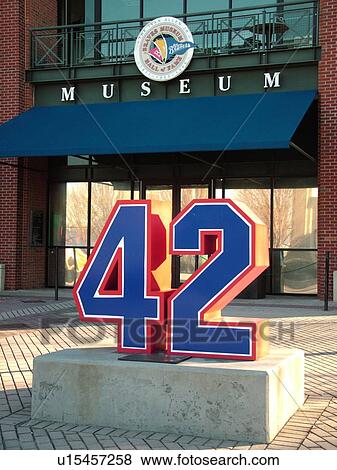 Stock Photo -  Atlanta, GA, Georgia, Turner Field, The Ivan Allen Jr Atlanta Braves Museum and Hall of Fame, number 42. Fotosearch