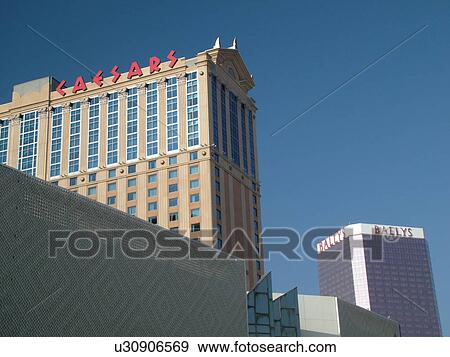 Stock Photo -  Atlantic City, NJ, New Jersey, Caesars and Bally's Casinos and Resorts, Hotels, Boardwalk. Fotosearch
