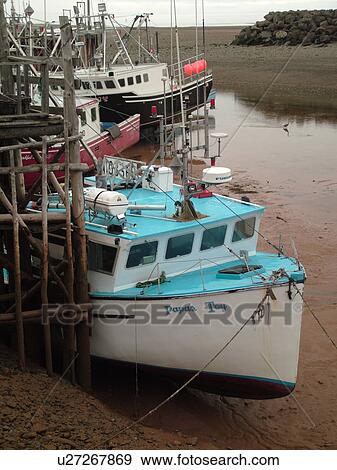 Bay of Fundy, Canada, New Brunswick, Alma, Highest tide in the world (48 feet), lobster boats View Large Photo Image Stock Photo - Bay of Fundy, Canada, New Brunswick, Alma, Highest tide in the world (48 feet), lobster boats. Fotosearch