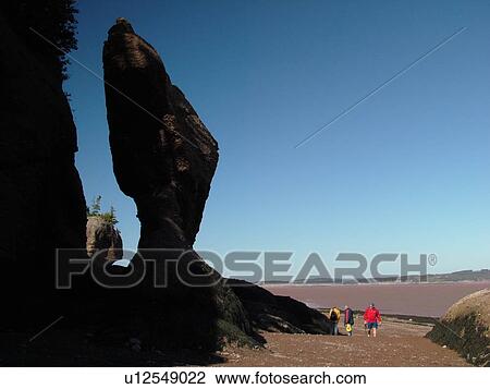 Stock Image -  Bay of Fundy, New Brunswick, Canada, Hopewell Cape, Hopewell Rocks Ocean Tidal Exploration Site, Flower Pot Rocks. Fotosearch