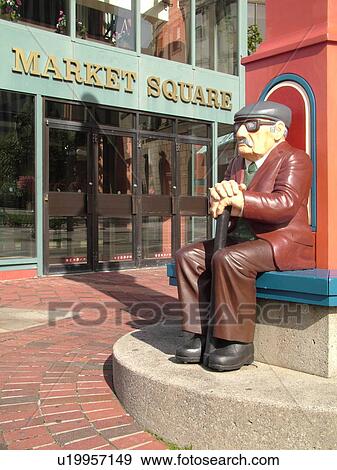 Canada, New Brunswick, Saint John, Statue outside Market Square in downtown St. John View Large Photo Image Stock Photo - Canada, New Brunswick, Saint John, Statue outside Market Square in downtown St. John. Fotosearch