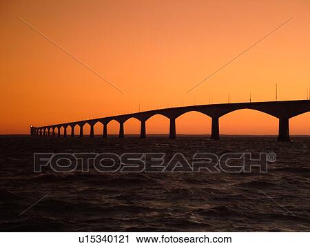 Canada, Prince Edward Island, Gulf of Saint Lawrence, PEI/NB border, Prince County, Borden-Carleton, Confederation Bridge spans the Northumberland Strait, sunset View Large Photo Image Stock Image - Canada, Prince Edward Island, Gulf of Saint Lawrence, PEI/NB border, Prince County, Borden-Carleton, Confederation Bridge spans the Northumberland Strait, sunset. Fotosearch