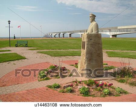 Stock Photo -  Canada, Prince Edward Island, Gulf of Saint Lawrence, PEI/NB border, Prince County, Borden-Carleton, Confederation Bridge spans the Northumberland Strait. Fotosearch