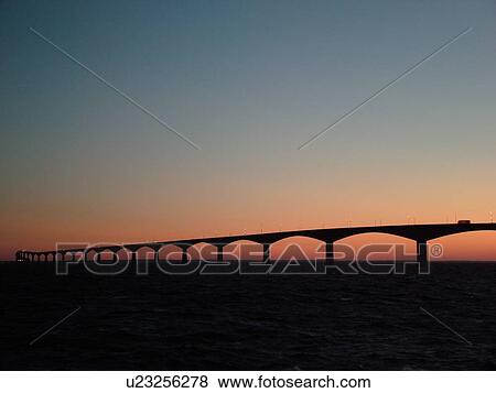 Canada, Prince Edward Island, Gulf of Saint Lawrence, PEI/NB border, Prince County, Borden-Carleton, Confederation Bridge spans the Northumberland Strait, sunset View Large Photo Image Stock Photo - Canada, Prince Edward Island, Gulf of Saint Lawrence, PEI/NB border, Prince County, Borden-Carleton, Confederation Bridge spans the Northumberland Strait, sunset. Fotosearch