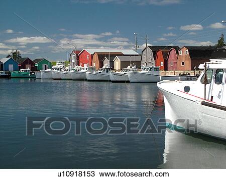 Stock Image -  Canada, Prince Edward Island, Prince County, Gulf of Saint Lawrence, Malpeque, fishing village, harbor, fishing boats, marina. Fotosearch