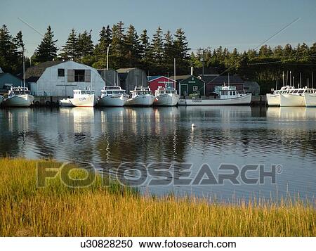 Stock Image -  Canada, Prince Edward Island, Prince County, Gulf of Saint Lawrence, Malpeque, fishing village, harbor, fishing boats, marina. Fotosearch