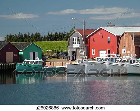 Stock Photograph -  Canada, Prince Edward Island, Prince County, Gulf of Saint Lawrence, Malpeque, fishing village, harbor, fishing boats, marina. Fotosearch