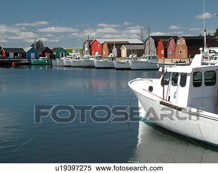 Stock Photography -  Canada, Prince Edward Island, Prince County, Gulf of Saint Lawrence, Malpeque, fishing village, harbor, fishing boats, marina. Fotosearch