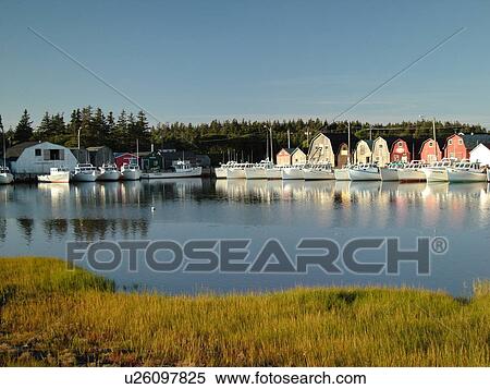Stock Photography -  Canada, Prince Edward Island, Prince County, Gulf of Saint Lawrence, Malpeque, fishing village, harbor, fishing boats, marina. Fotosearch
