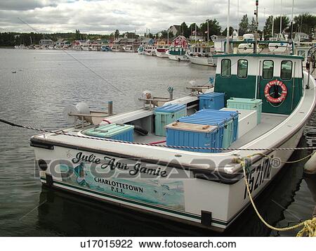 Stock Image -  Canada, Prince Edward Island, Queens County, Gulf of Saint Lawrence, North Rustico, fishing village, marina, fishing boats. Fotosearch