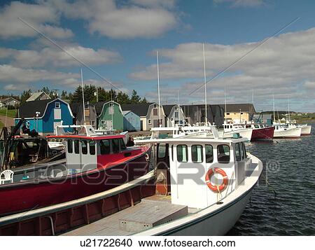 Stock Image -  Canada, Prince Edward Island, Queens County, Gulf of Saint Lawrence, Springbrook, fishing village, harbor, fishing boats, marina. Fotosearch