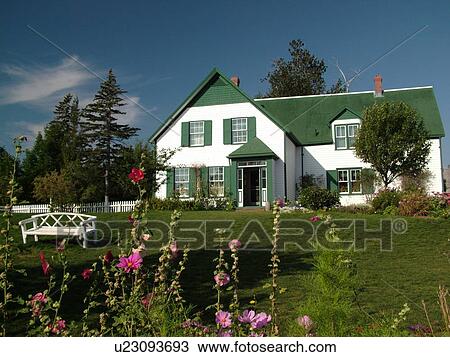 Stock Image -  Canada, Prince Edward Island, Queens County, Cavendish, Prince Edward Island National Park, Green Gables House, Anne of Green Gables, house. Fotosearch
