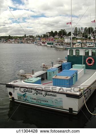 Stock Photo -  Canada, Prince Edward Island, Queens County, Gulf of Saint Lawrence, North Rustico, fishing village, marina, fishing boats. Fotosearch