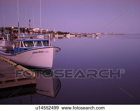 Canada, Prince Edward Island, Queens County, Gulf of Saint Lawrence, North Rustico, fishing village, harbor, fishing boats, marina, reflection, evening View Large Photo Image Stock Photo - Canada, Prince Edward Island, Queens County, Gulf of Saint Lawrence, North Rustico, fishing village, harbor, fishing boats, marina, reflection, evening. Fotosearch