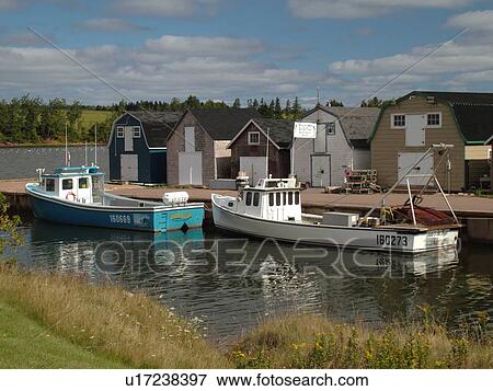 Stock Photo -  Canada, Prince Edward Island, Queens County, Gulf of Saint Lawrence, New London, fishing village, harbor, fishing boats, marina. Fotosearch