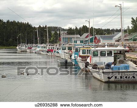 Stock Photo -  Canada, Prince Edward Island, Queens County, Gulf of Saint Lawrence, North Rustico, fishing village, marina, fishing boats. Fotosearch