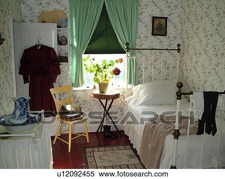 Stock Photography -  Canada, Prince Edward Island, Queens County, Cavendish, Prince Edward Island National Park, Green Gables House, Anne of Green Gables, house, interior, Anne's room. Fotosearch