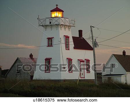 Canada, Prince Edward Island, Queens County, Gulf of Saint Lawrence, North Rustico, North Rustico Harbour Lighthouse in the evening View Large Photo Image Stock Photography - Canada, Prince Edward Island, Queens County, Gulf of Saint Lawrence, North Rustico, North Rustico Harbour Lighthouse in the evening. Fotosearch