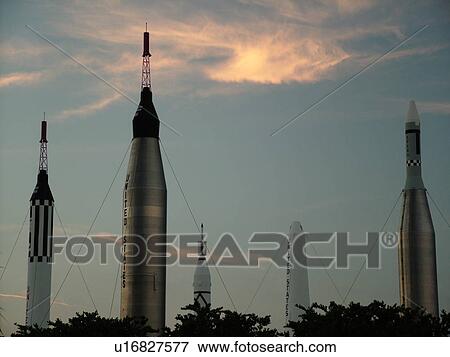 Stock Photo -  Cape Canaveral, Titusville, Merritt Island, FL, Florida, John F. Kennedy Space Center Visitor Complex, Rocket Garden. Fotosearch